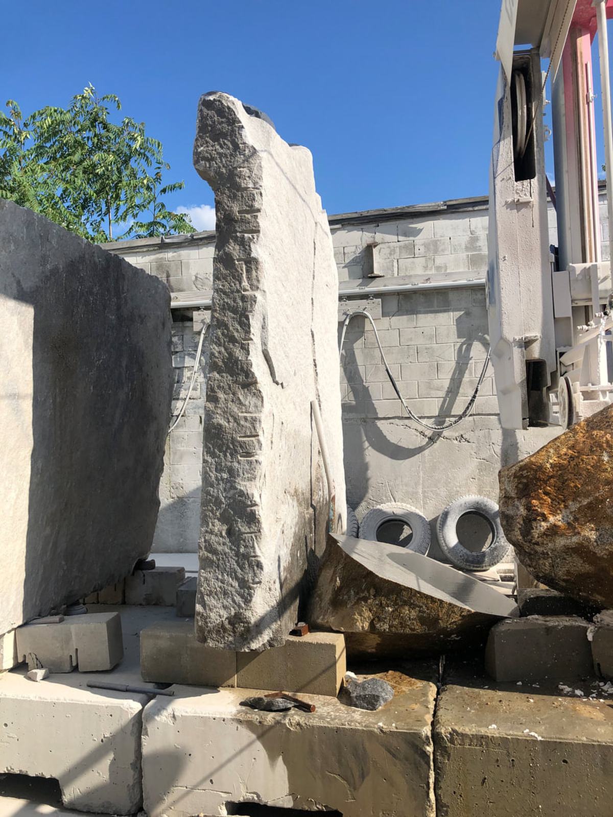 Fitzwilliam granite post material standing installed