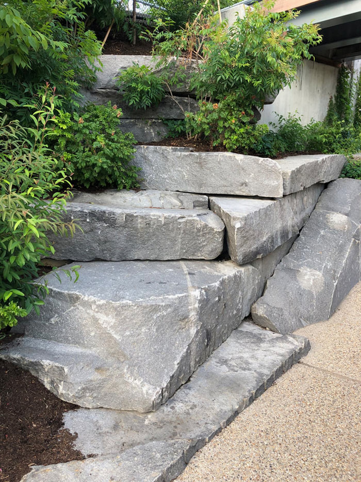 Urban granite steps installation